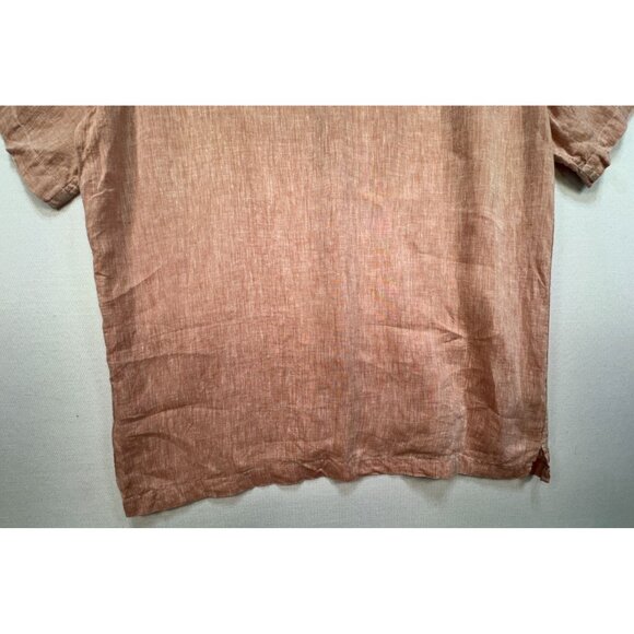 Joseph Abboud Mens Short Sleeve Linen Button Up Shirt Size Orange Casual Relaxed - Picture 10 of 11